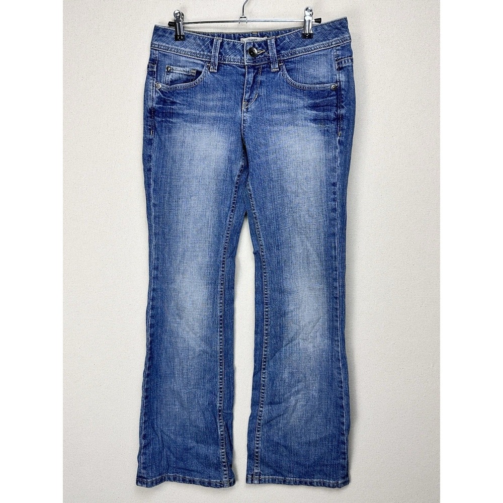 Esprit Women Denim Jeans 6 Blue Bootcut Low Rise Whiskered Embroidered‎ Pocket